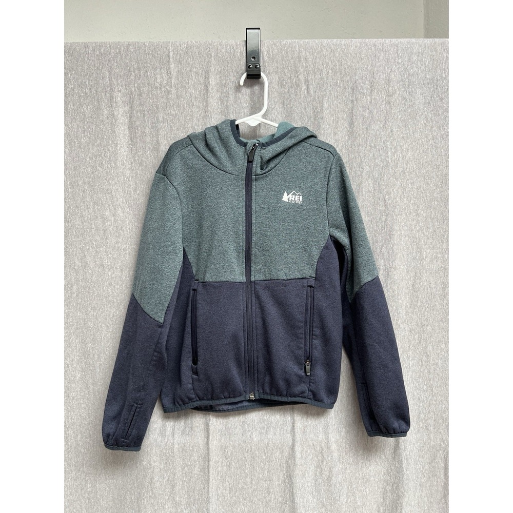 REI Co-Op Hoodie Kids Youth Sz S(8) Gray Fleece Full Zip Pockets Hiking